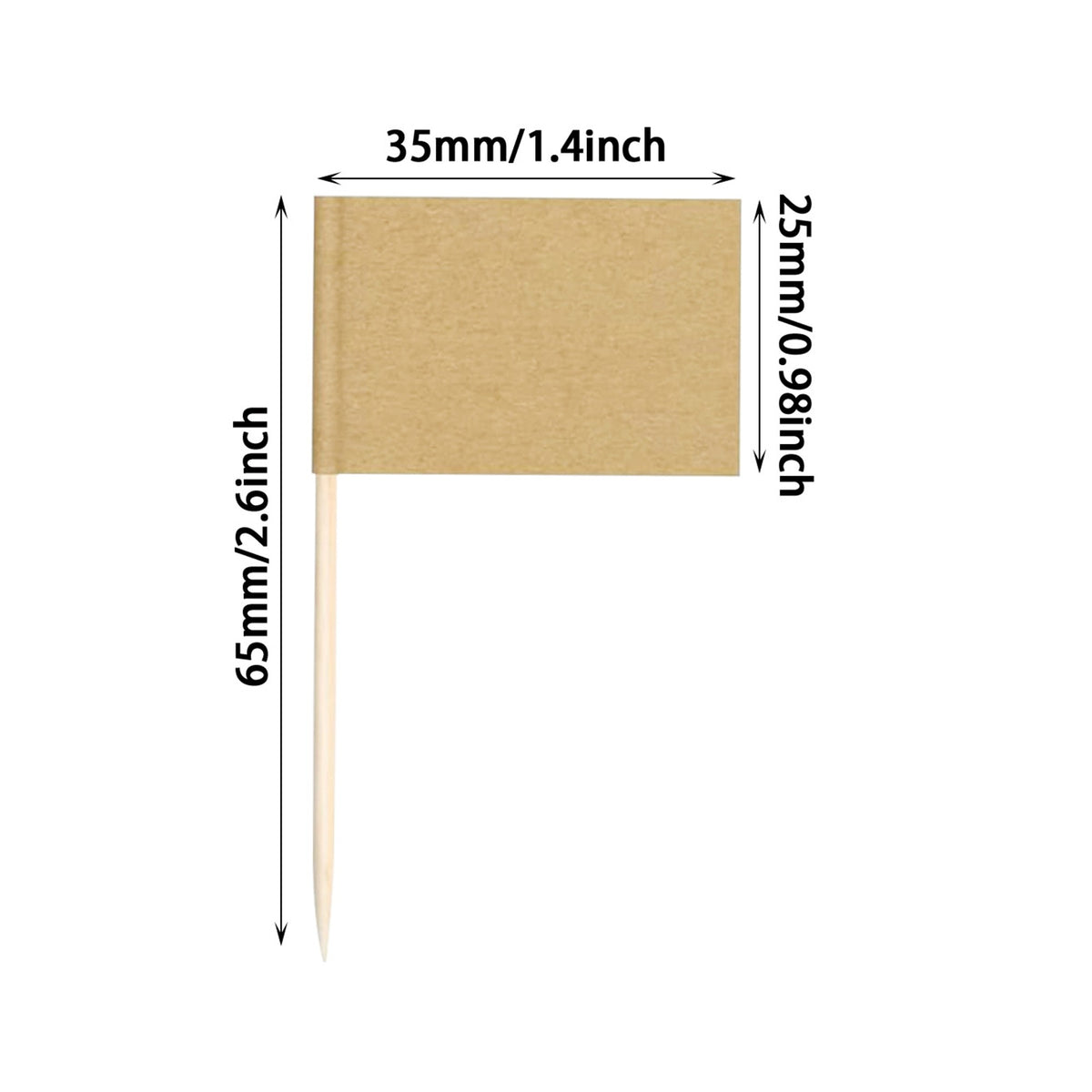Custom Mini Kraft Paper Cupcake Stick Toothpick Flags