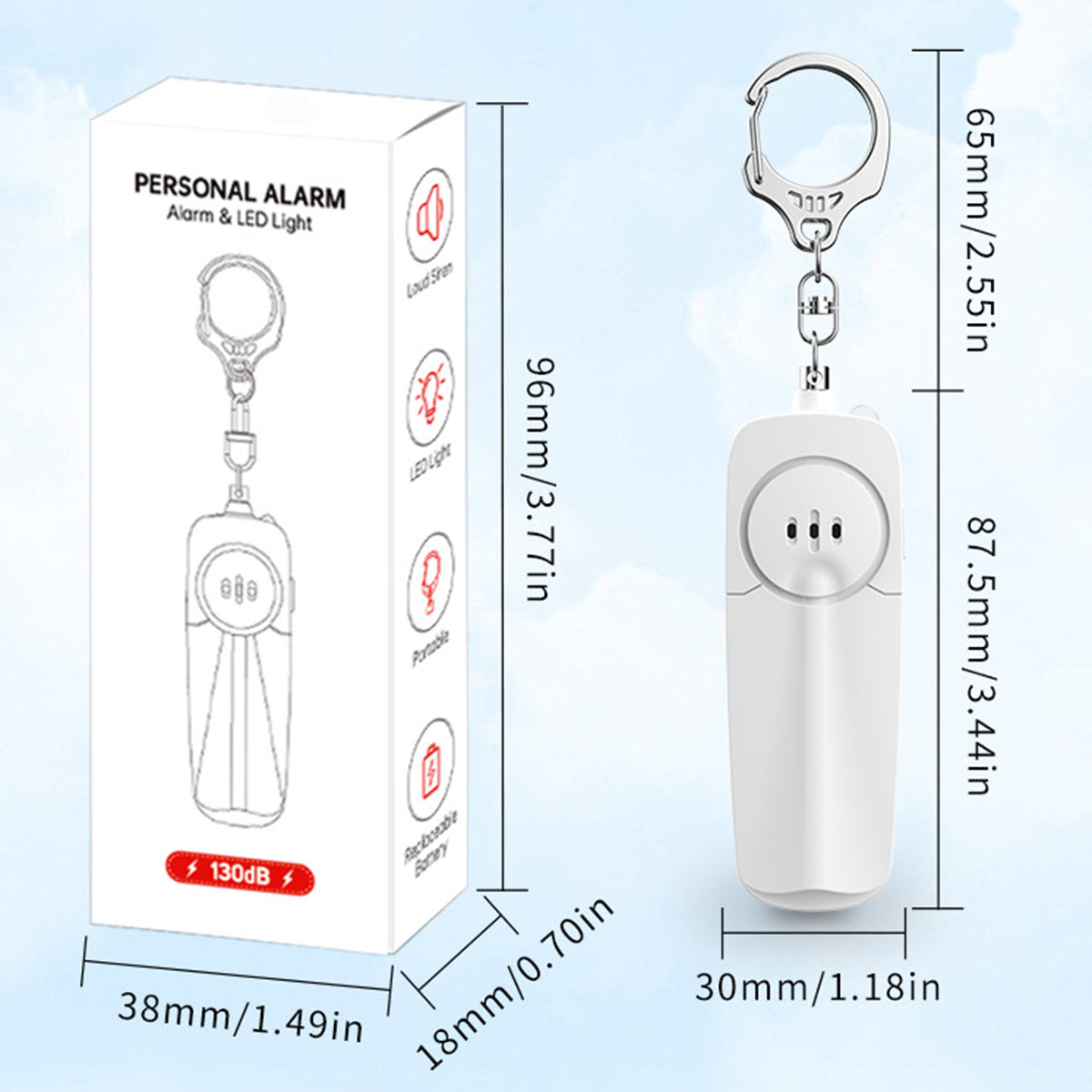 Portable Personal Alarm Key Chain Self Defense Safety Accessories For Women
