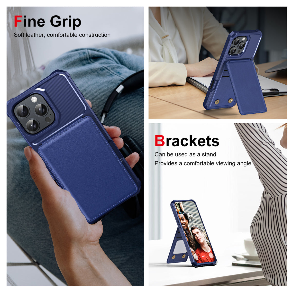 PU Leather Magnetic Phone Wallet Card Holder Phone Case With Phone Stand