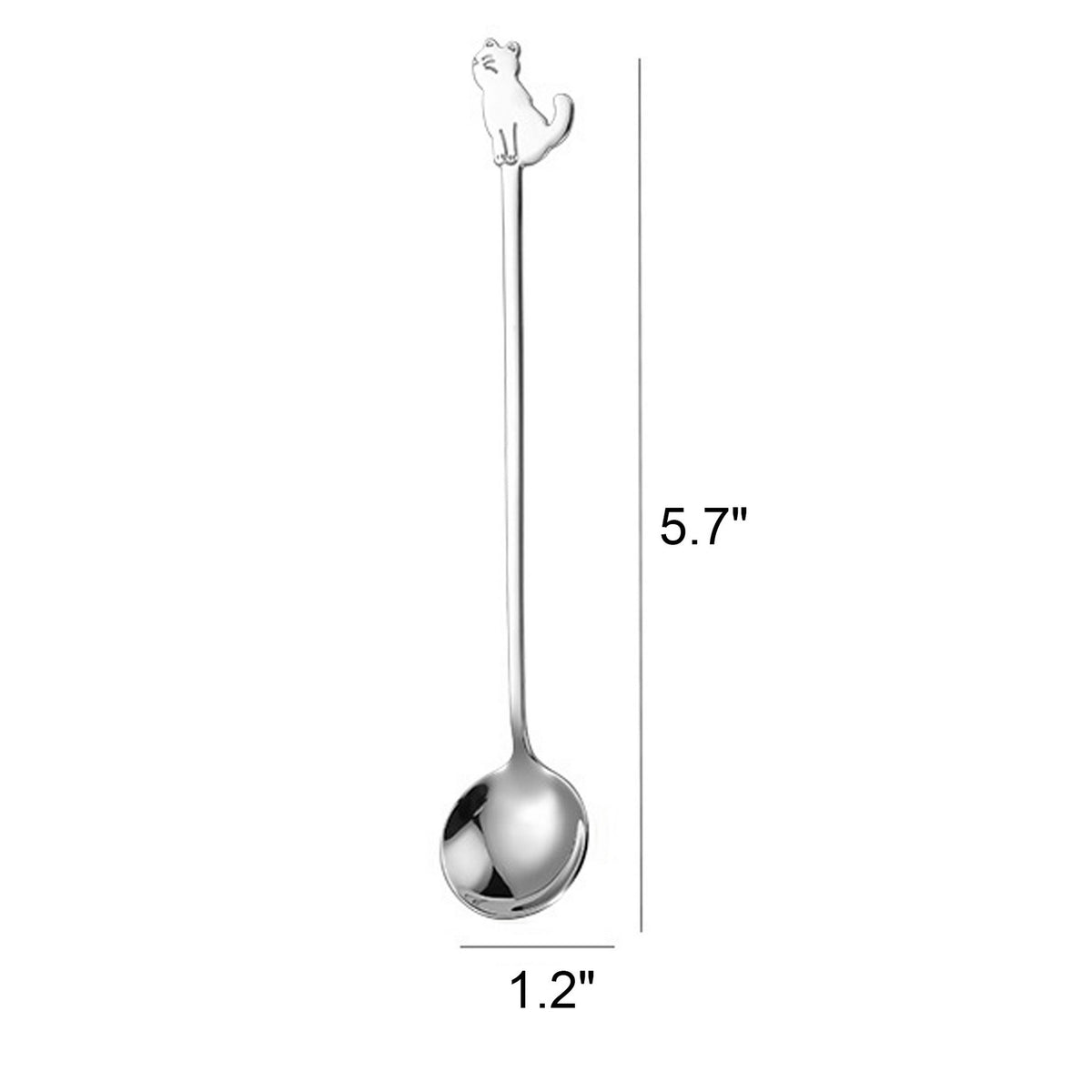 5.7" L 304 Stainless Steel Cute Cat Dessert Spoon Coffee Spoon