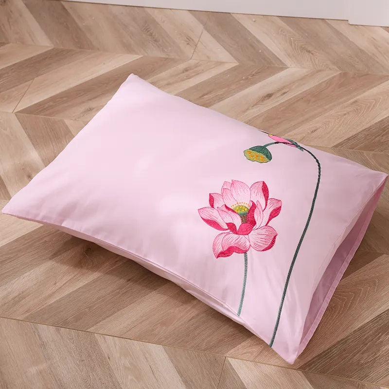 11.8 x 19.7" Embroidery Premium Square Cotton Throw Pillowcase With Hidden Zipper