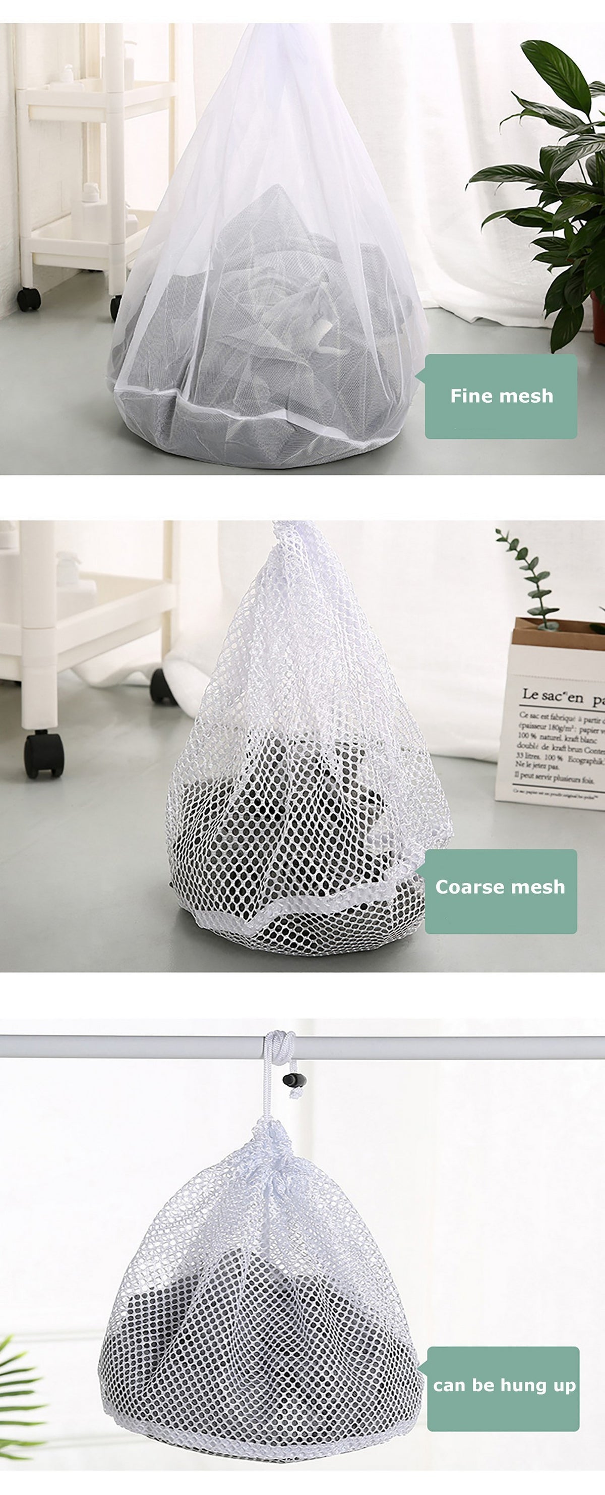 16x20" Fine Mesh Laundry Bags Laundry Wash Bags Drawstring Laundry Bag-Woven Label