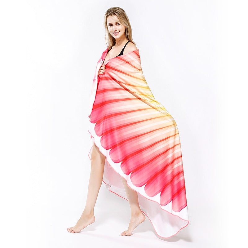 63 x 63" Pink Shell Shape Custom Shape Towel Soft Microfiber Beach Towels - One Side Printing