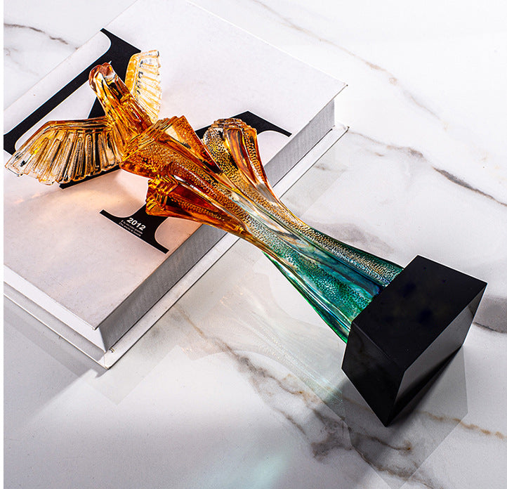 Eagle Shaped Resin Trophies w/A Black Crystal Base