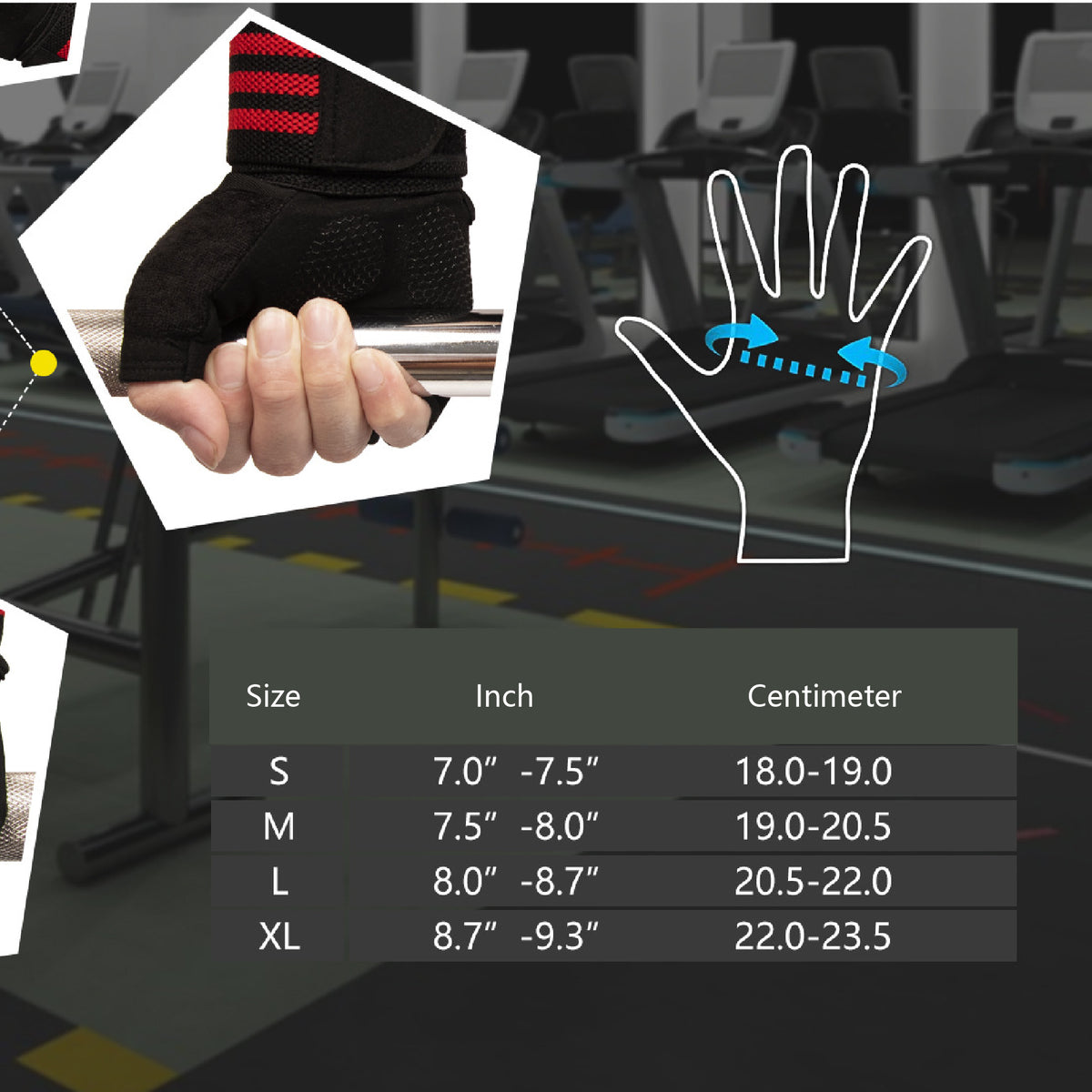 Gym Gloves Weight Lifting Half Finger Gloves for Exercise with Wrist Wraps Full Palm Protection
