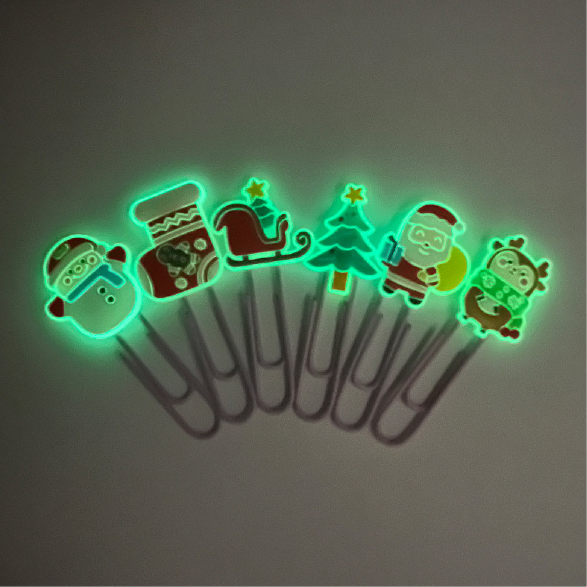 Dark Luminous Charm Christmas Santa Paper Clip Custom Shaped Bookmark Paper Clasp Noctilucent Charm