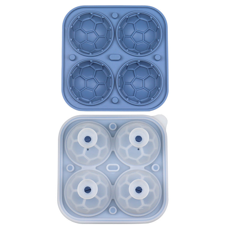 Sports Ball Soccer Shaped Silicone Ice Ball Mold W/ Ice Cube Tray
