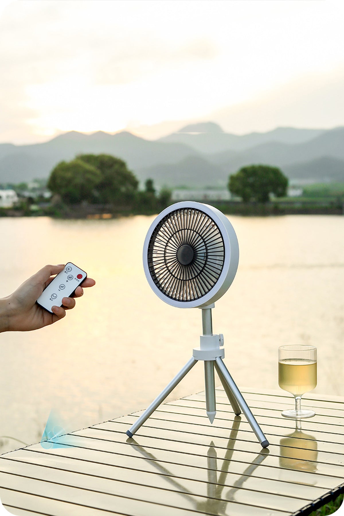 5 in1 Portable Standing Fan with Light-Outdoor Fan with APP control,10000mAh Rechargeable Fan