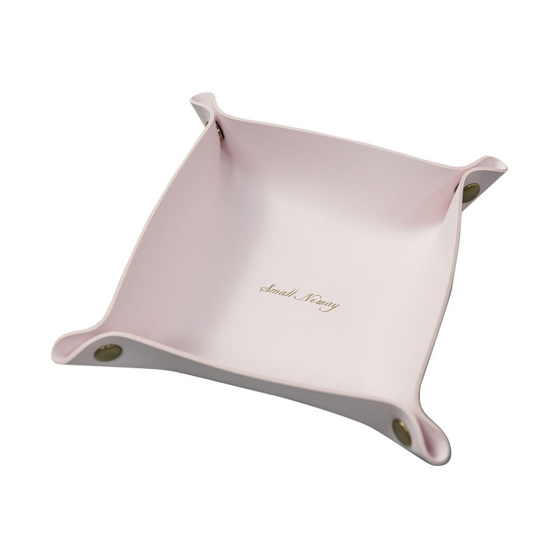 6.7'' x 6.7'' Foldable PVC Leather Desk Sundries Storage Tray