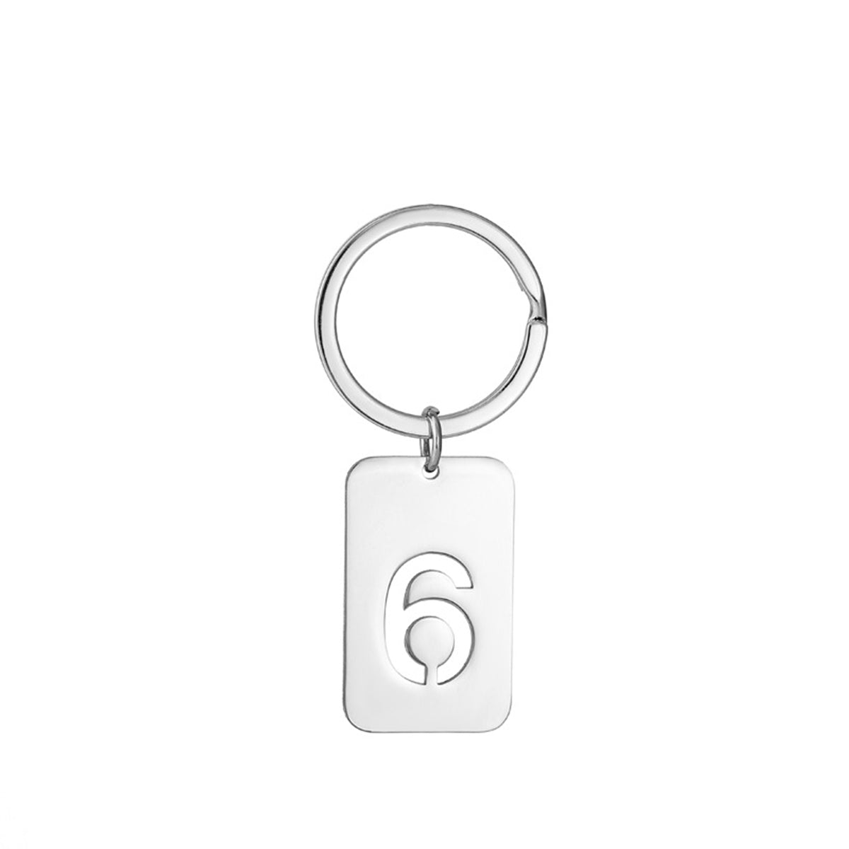 Number 6 Rectangular Tag Keychain 32 x 20 mm