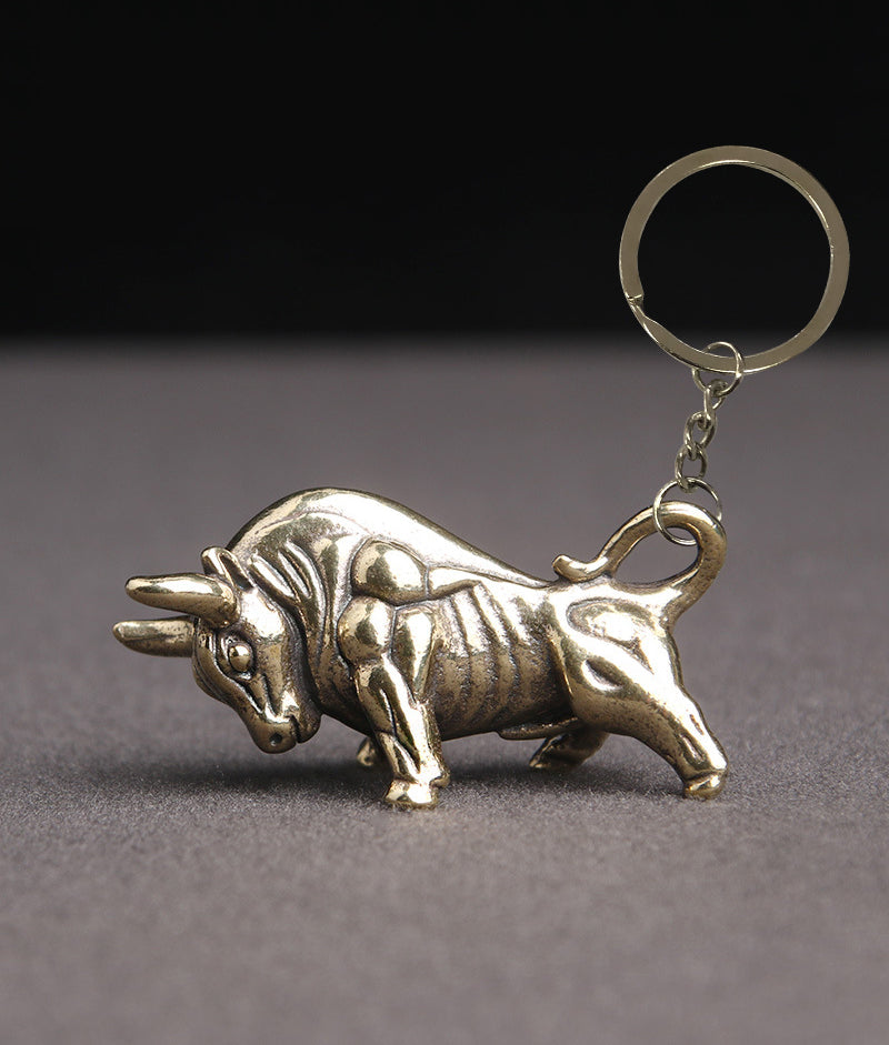 Brass Bull Keychain