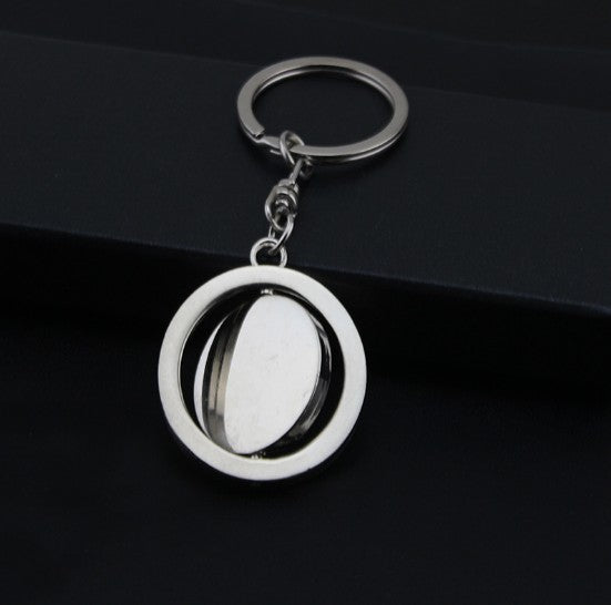 Round Rotating Metal Keychain
