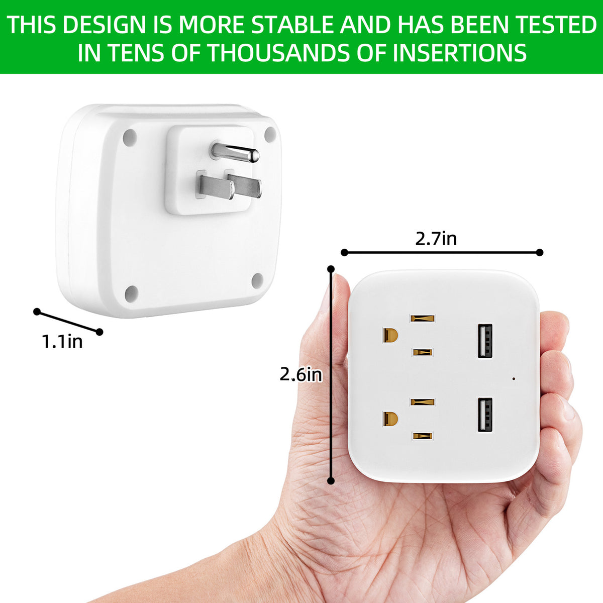 4" 1 Multi Wall Outlet Splitter Travel Adapter