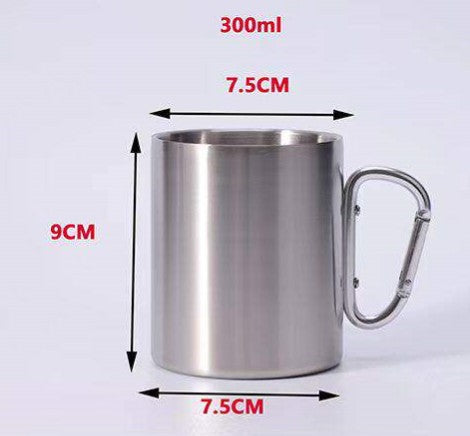 Double Wall 10 OZ Stainless Steel Cup Travel Mug w/Carabiner Handle