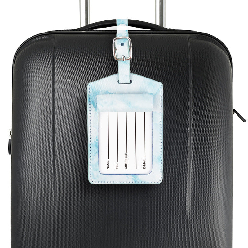 Marbling Luggage Tag with Privacy Cover PU Luggage Label