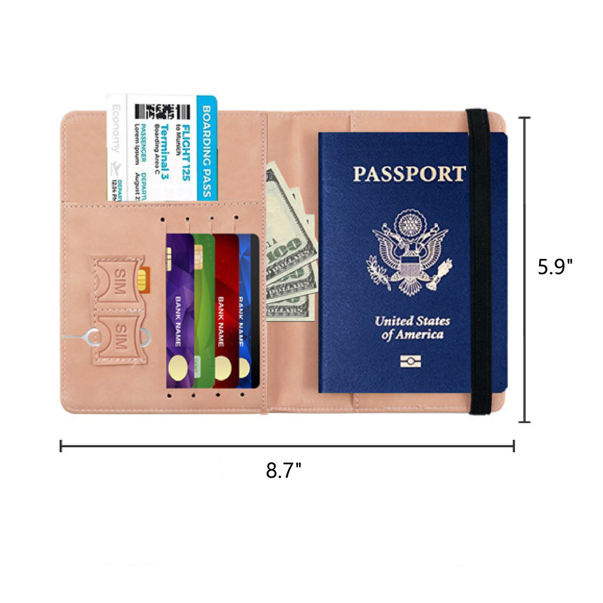 Waterproof RFID Blocking Travel Wallet Passport Holder with Card Slots