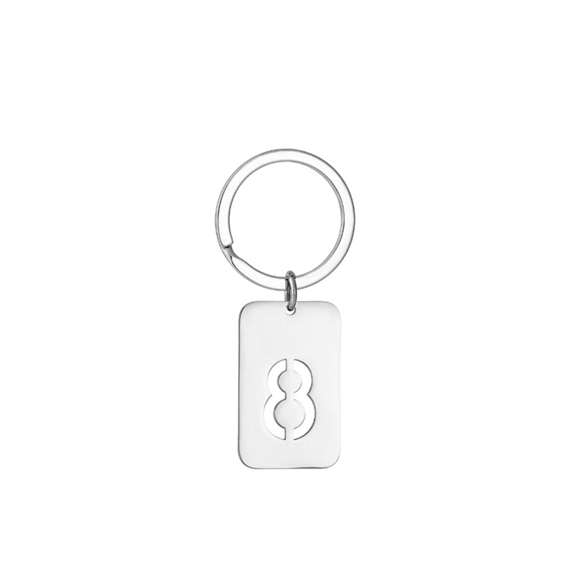 Number 8 Rectangular Tag Keychain 32 x 20 mm