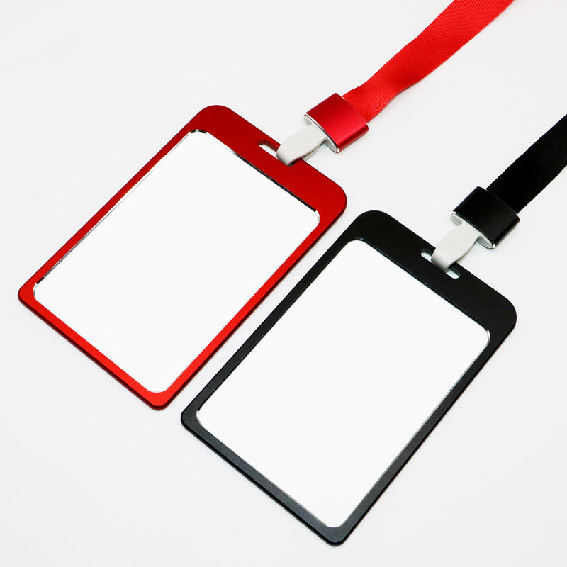 Large Aluminum Badge Holder With Lanyard
