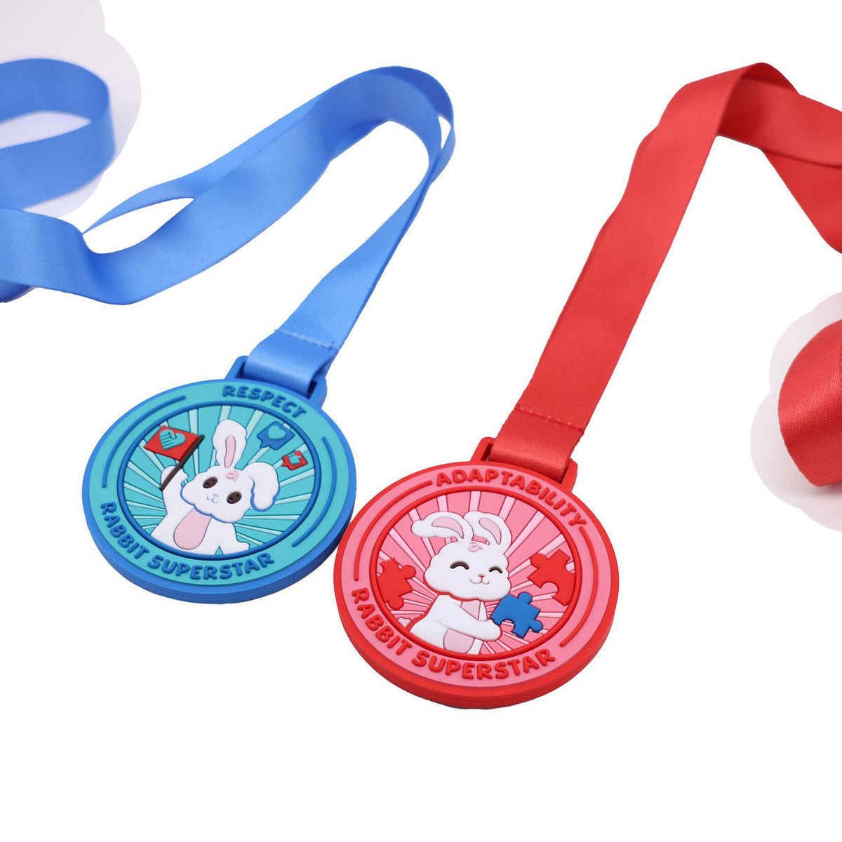 Custom 3D Embossed PVC Competition Medal Sports Winner Medal w/ Neck Ribbon