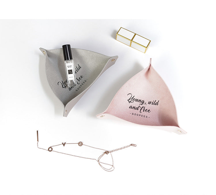 Foldable PVC Leather Desk Sundries Storage Tray