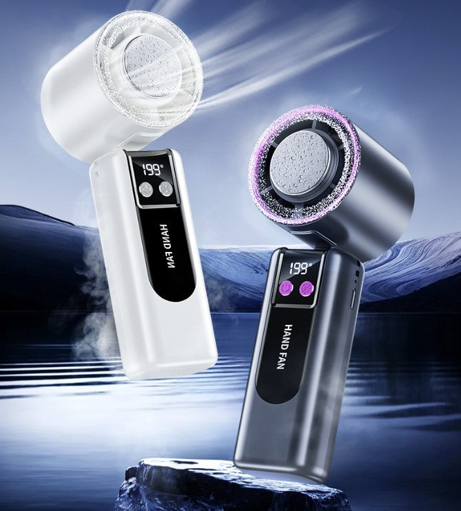 Freezy Personal Fan Refrigeration Fan Handheld Fan W/ 1-199 Stepless Adjusting & Battery Status