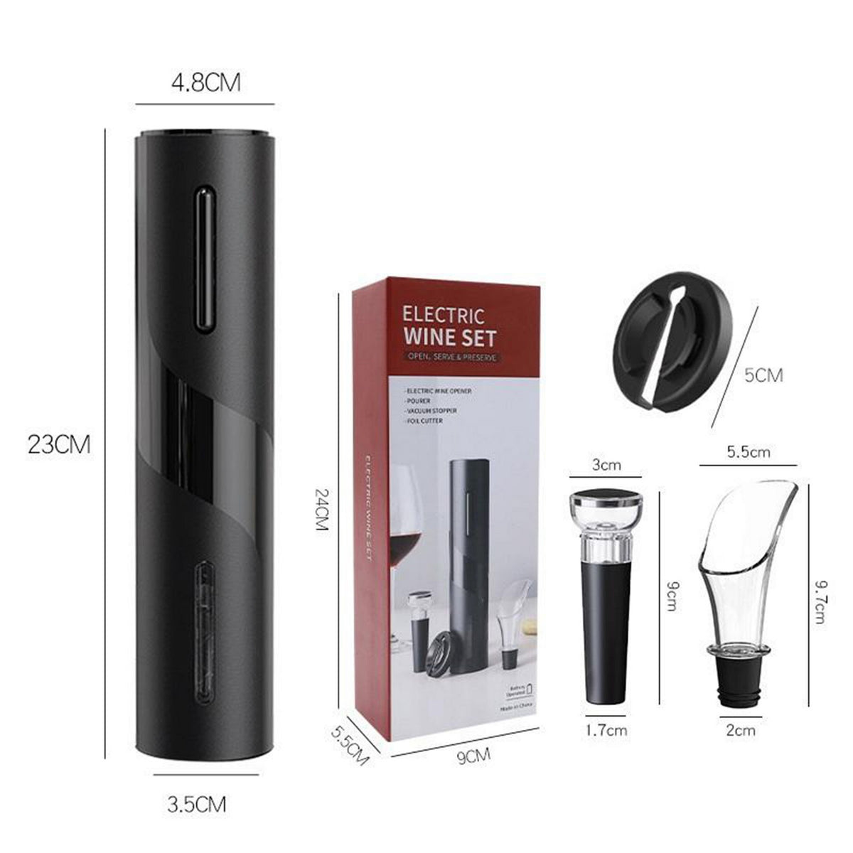 4-in-1 Electric Wine Opener Set USB-C Rechargeable Automatic Wine Bottle Opener