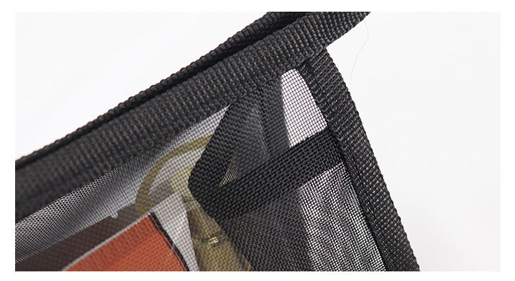Waterproof Translucent Toiletry Pouch Bag Zipper Mesh Makeup Bag(Large)