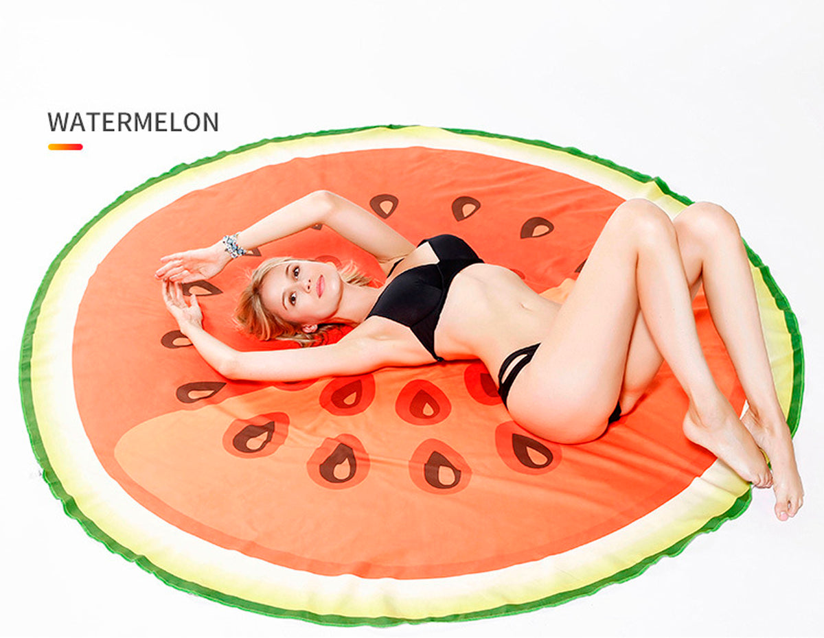 63 x 63" Watermelon Shape Custom Shape Towel Soft Microfiber Beach Towels - One Side Printing