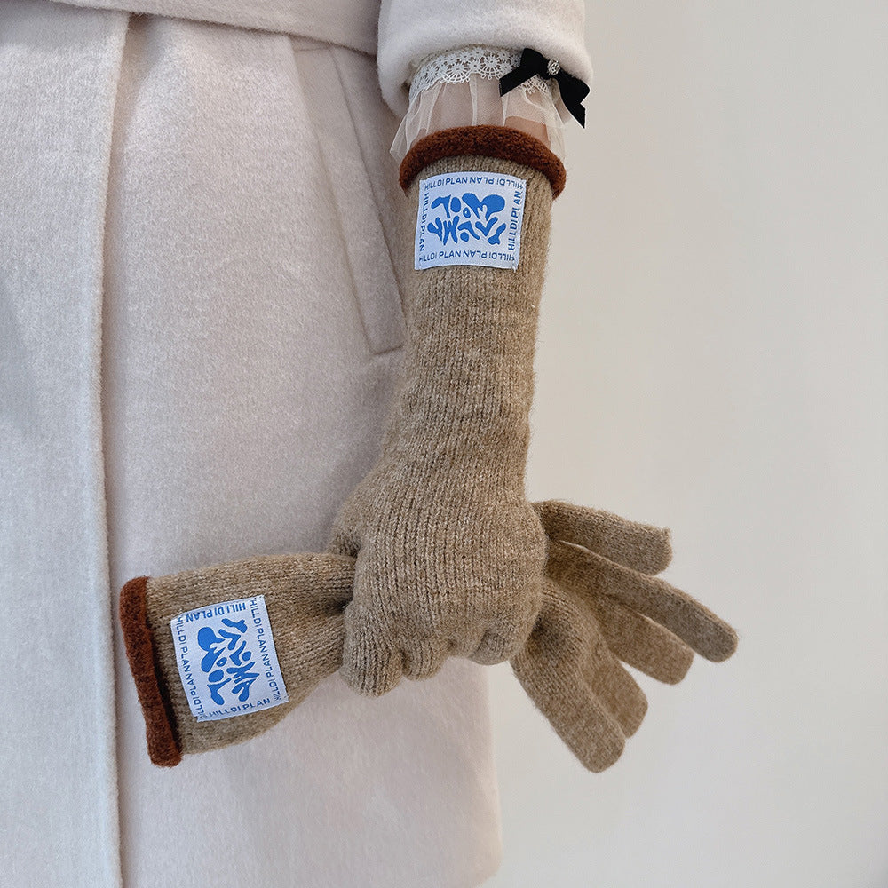 Forearm Length Knitted Gloves Winter Thermal Gloves with Touchscreen Fingertips