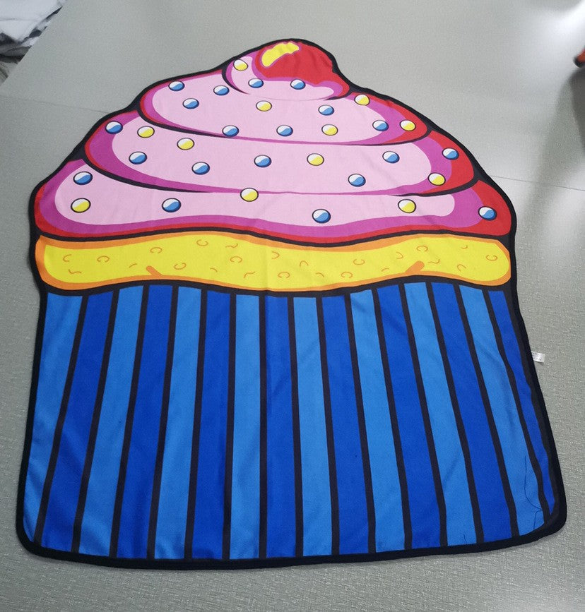 63 x 63" Cup Cake Shape Custom Shape Towel Soft Microfiber Beach Towels - One Side Printing