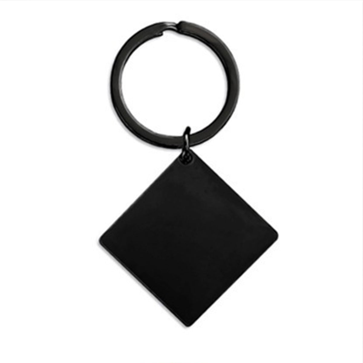 30 x 30 x 2 mm Black Square Tag Keychain