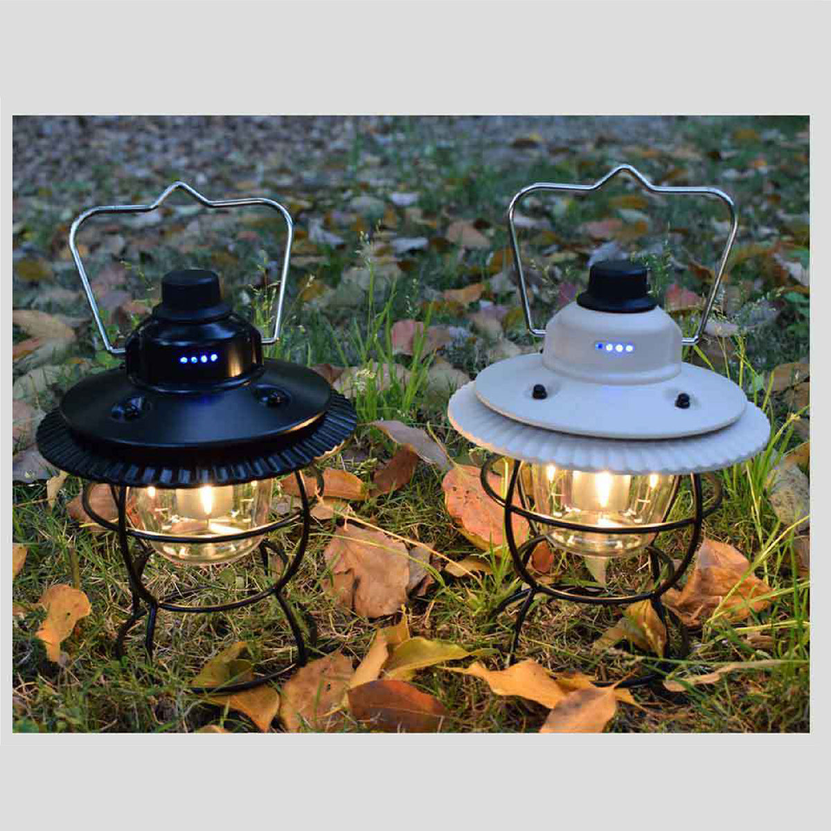 Vintage LED Light Camping Lantern Adjustable Brightness & Hanger Waterproof Outdoor Lamp