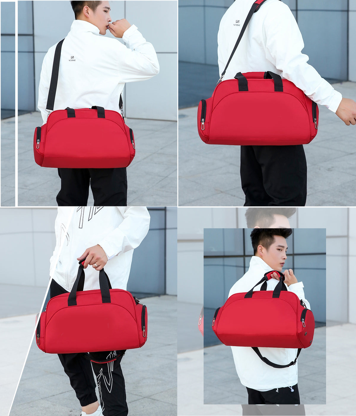 Wet and Dry Separated Nylon Tote Bag Swimming Bag Gym Bag for Beach/Fitness/Travel(Size M)