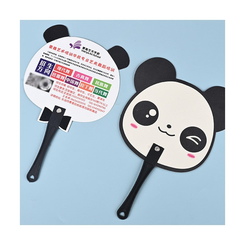 Custom Shaped Plastic Hand Held Fan W/ Handle