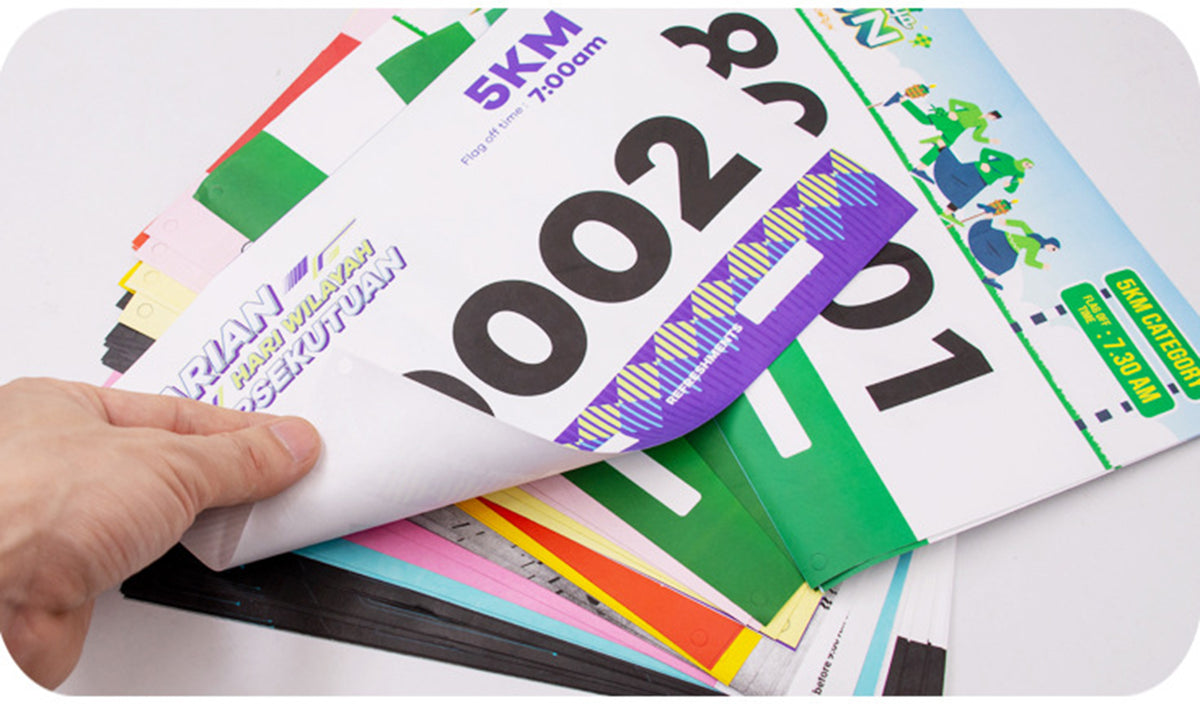 Custom 9.5" x 6.3" Paper Running Race Bib Competitor Numbers with Safety Pins