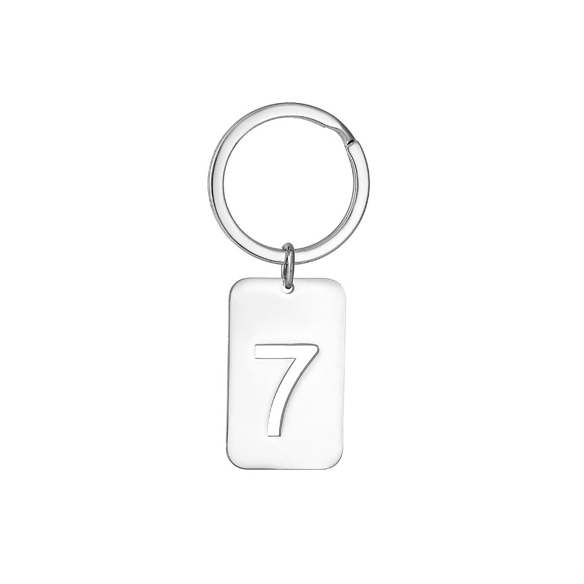 Number 7 Rectangular Tag Keychain 32 x 20 mm