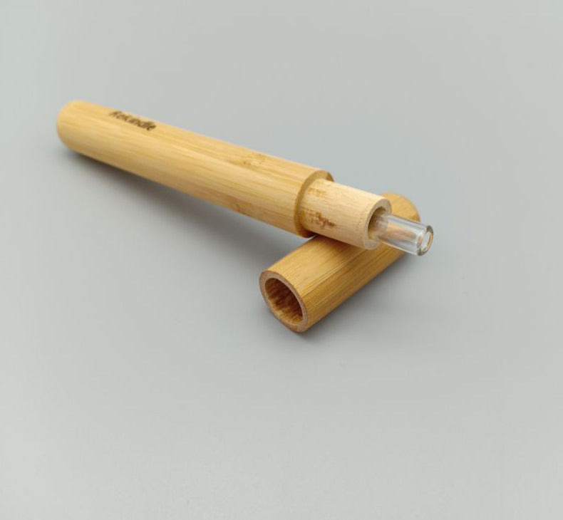 Clear Glass Straw W/Custom Bamboo Tube