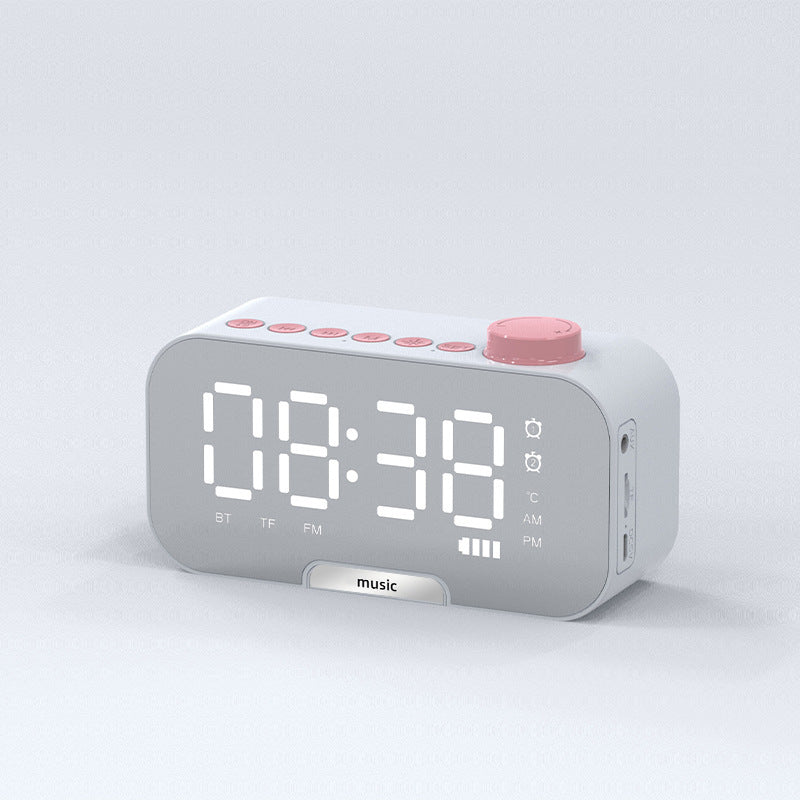 2000 mAh Digital LED Mirror Radio Alarm Clock Wireless Speaker W/Knob And Phone Bracket