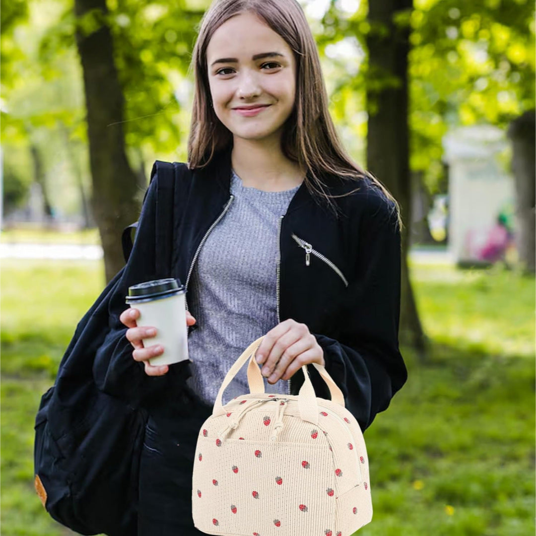 Corduroy Printed Handheld Lunch Tote Bag