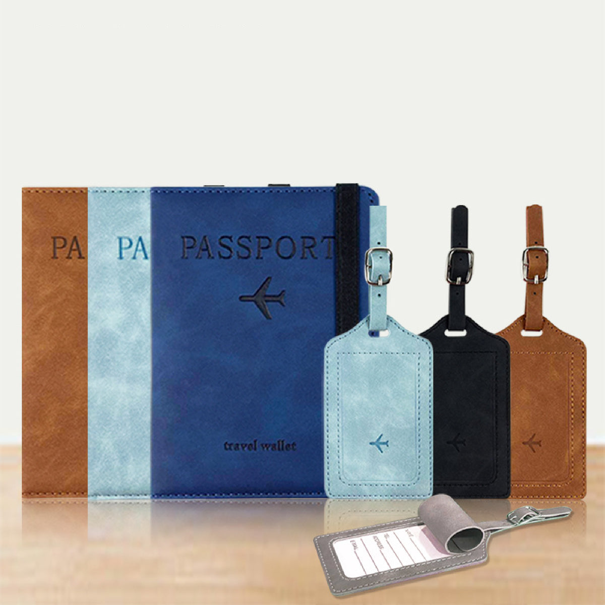 RFID Blocking Passport Holder Luggage Tag Package Set Travel Suits