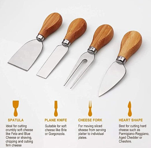 Bamboo Cheese Board Set