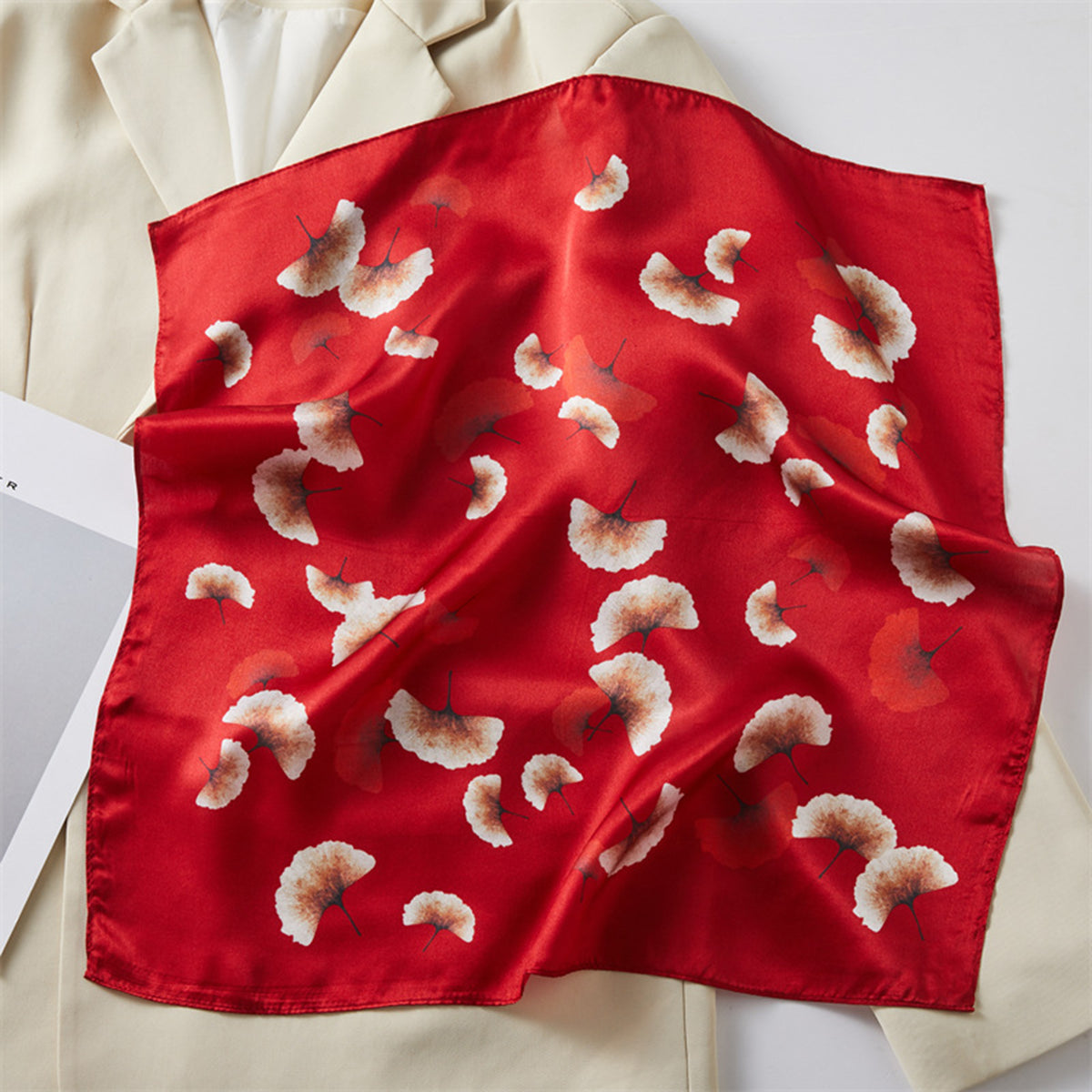 Custom 22" x 22" 100% Silk Neck Scarf Silk Satin Handbag Wrap
