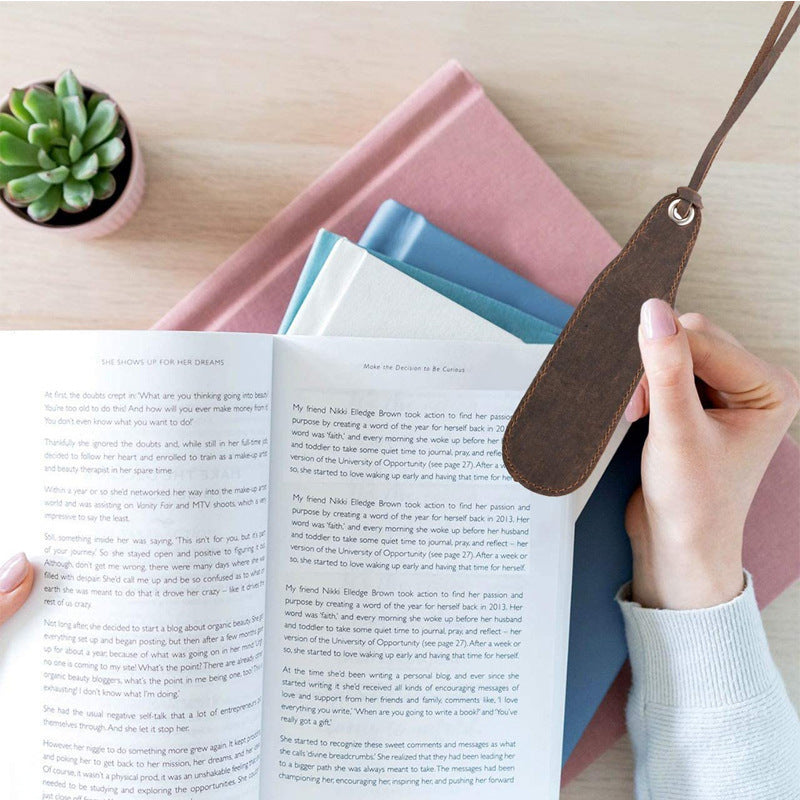 Genuine Leather Bookmark Classic Stitched Bookmark Page Markers Reading Gifts