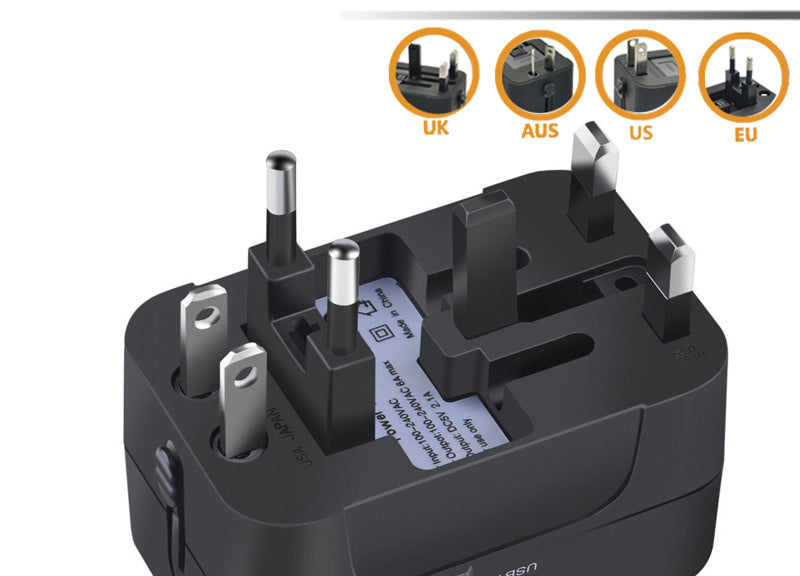 FCC Universal Travel Adapter W/1 USB Ports & 2 Type C Ports