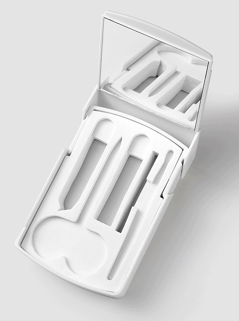 Rectangle Cosmetic Hygiene Kit W/Mirror (5 Tools)