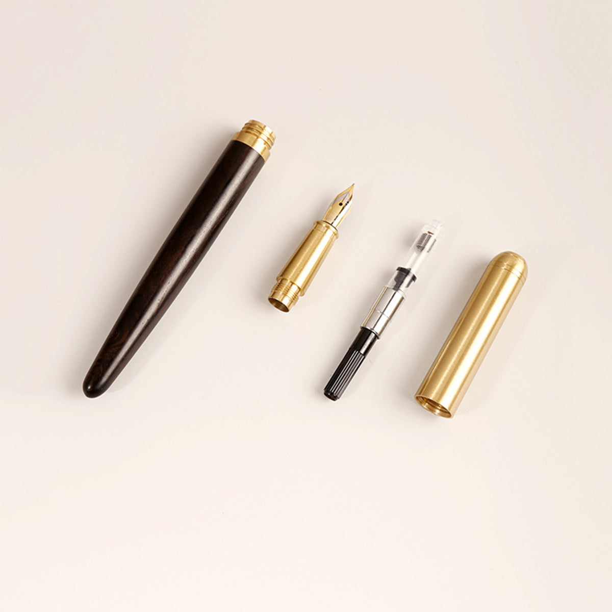 Luxury Wooden Fountain Pen with Brass Pen Cap Gift box