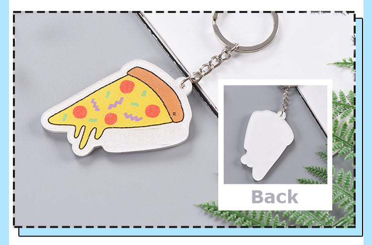 Pizza Shaped Acrylic Keychain - One Side Printing