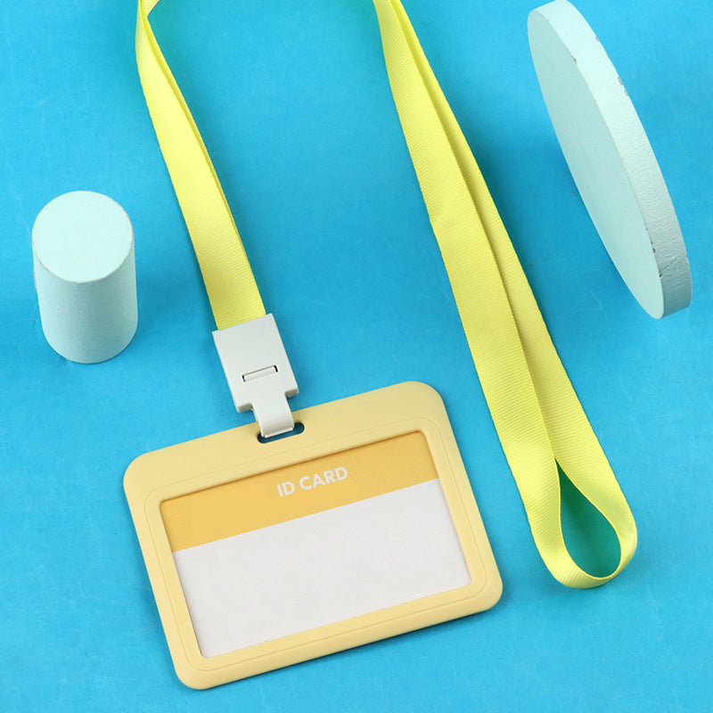 Plastic Horizontal Badge Holder ID Card Holder With Lanyard