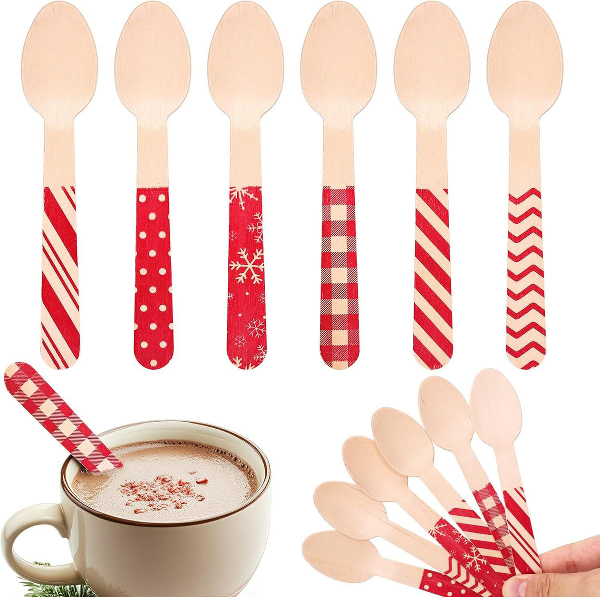 6.3" L Eco-Friendly Wooden Spoons Christmas Utensils for Party