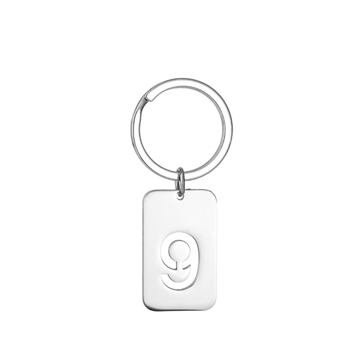 Number 9 Rectangular Tag Keychain 32 x 20 mm